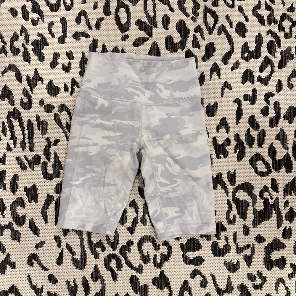 Lululemon Gray Camo High-Waisted Biker Shorts
